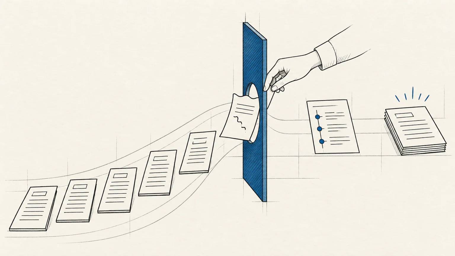 Routine reports pass through a context and responsibility checkpoint before the final work is accepted