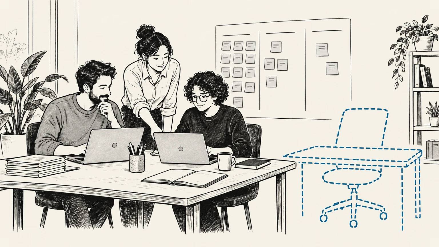 An existing team absorbs a backlog beside an outlined role that was planned but never opened