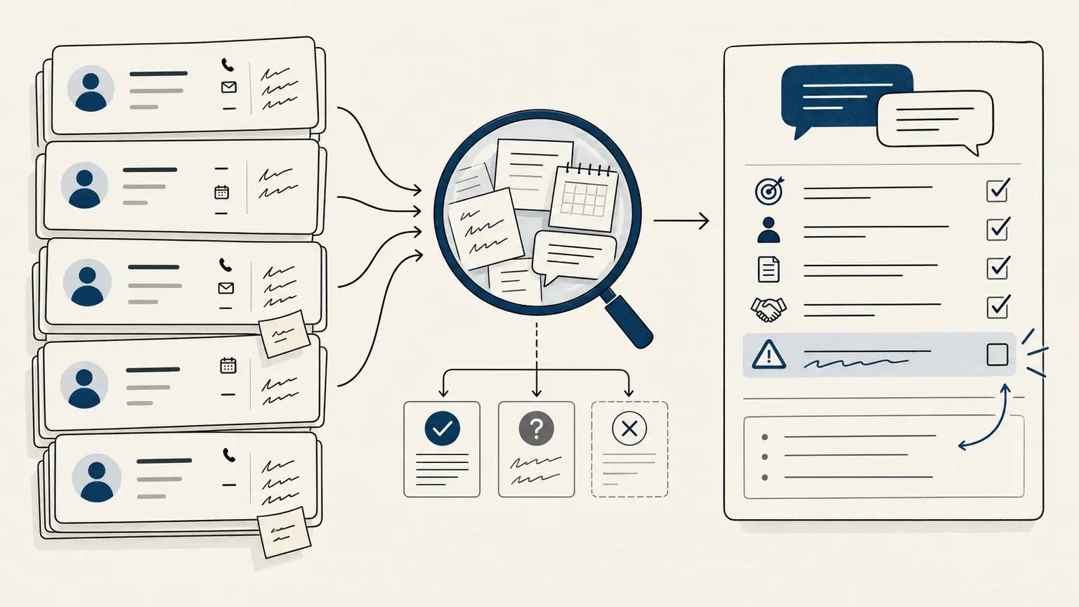 Neat-looking CRM records become usable evaluation criteria only after context and exceptions are examined.