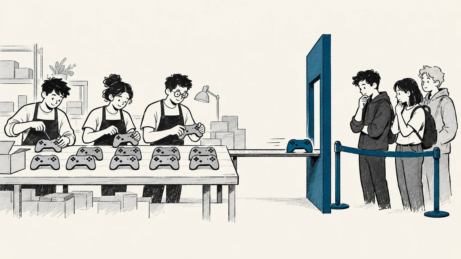 A small team can build many game prototypes while a narrow marketplace entrance still decides which product reaches players