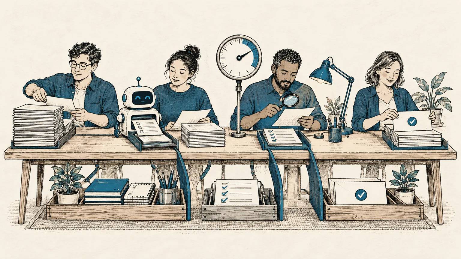 The team stays intact while AI time savings are redirected into capacity, quality checks, and a customer outcome