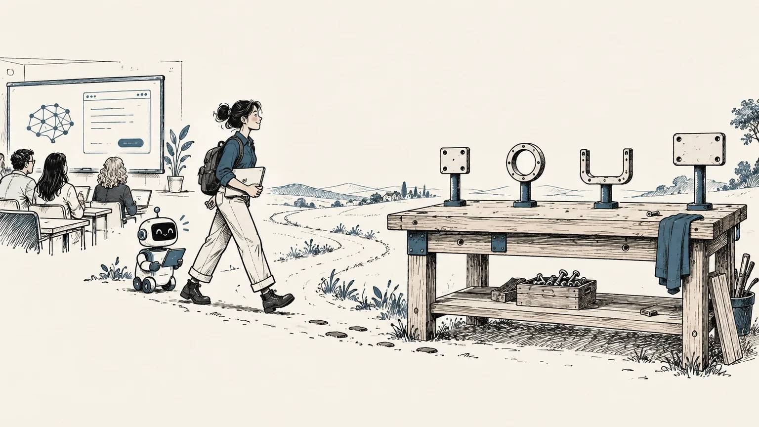 After training, an employee approaches a new workstation whose authority and verification points have not yet been designed