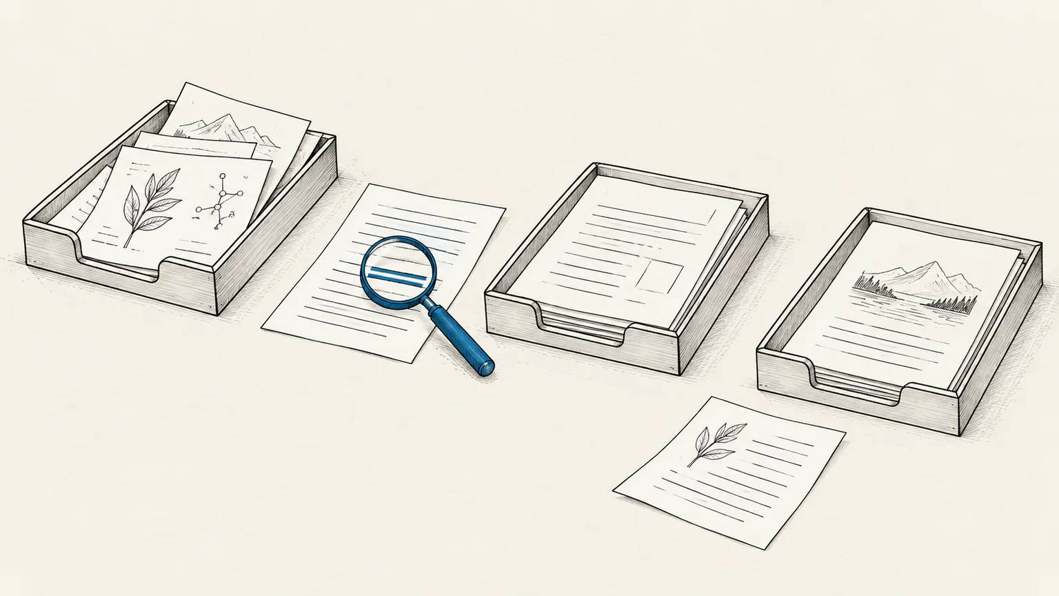 Research notes, a draft, and published work remain separate while one claim is checked for provenance