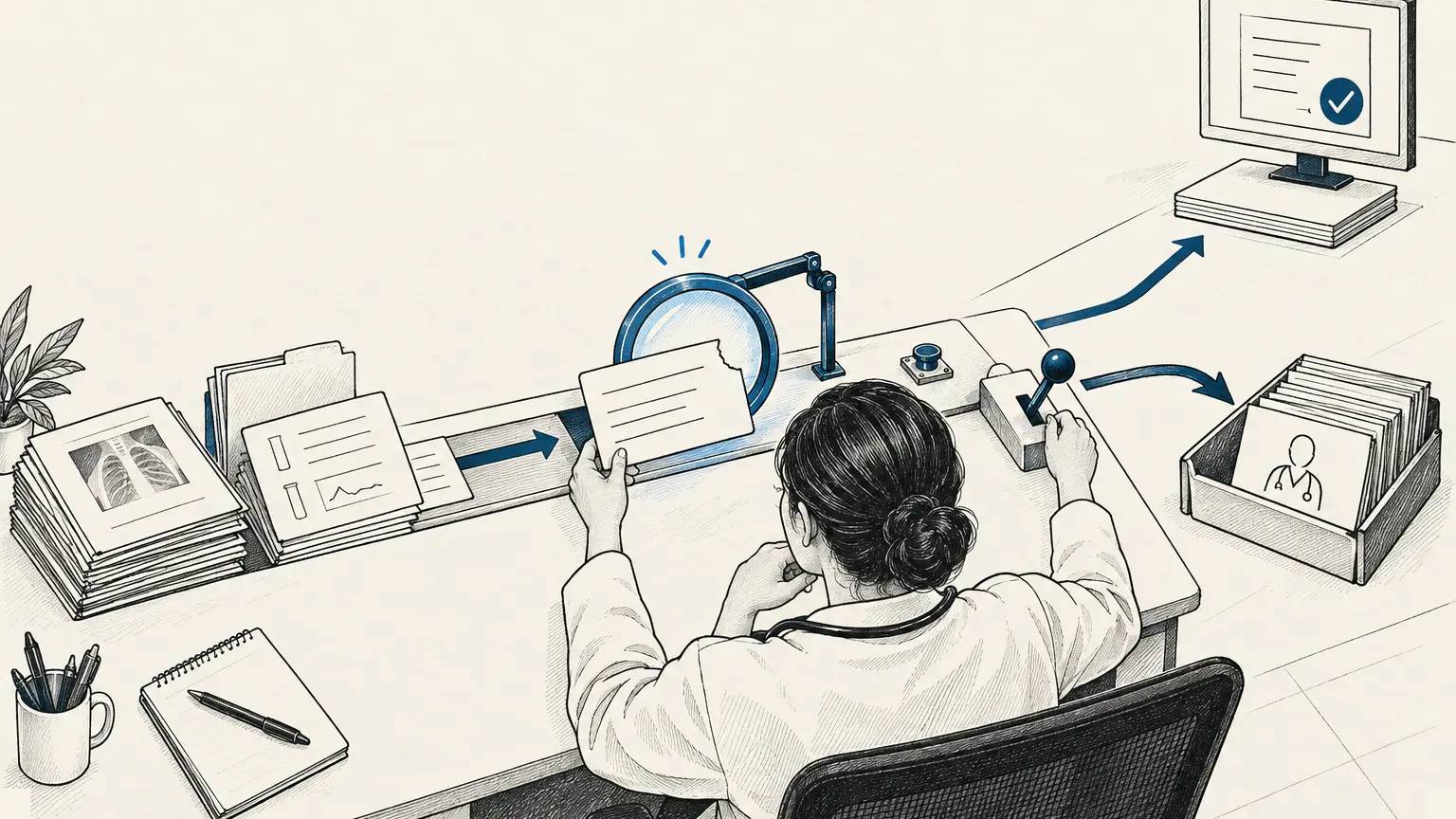 A healthcare professional can inspect missing information, reject a recommendation, and divert it to safe human review