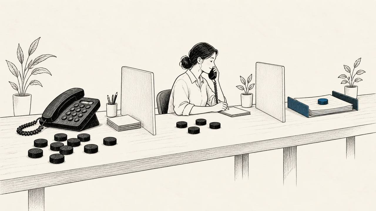 A single blue call token reaches a completed task after several calls stop earlier.