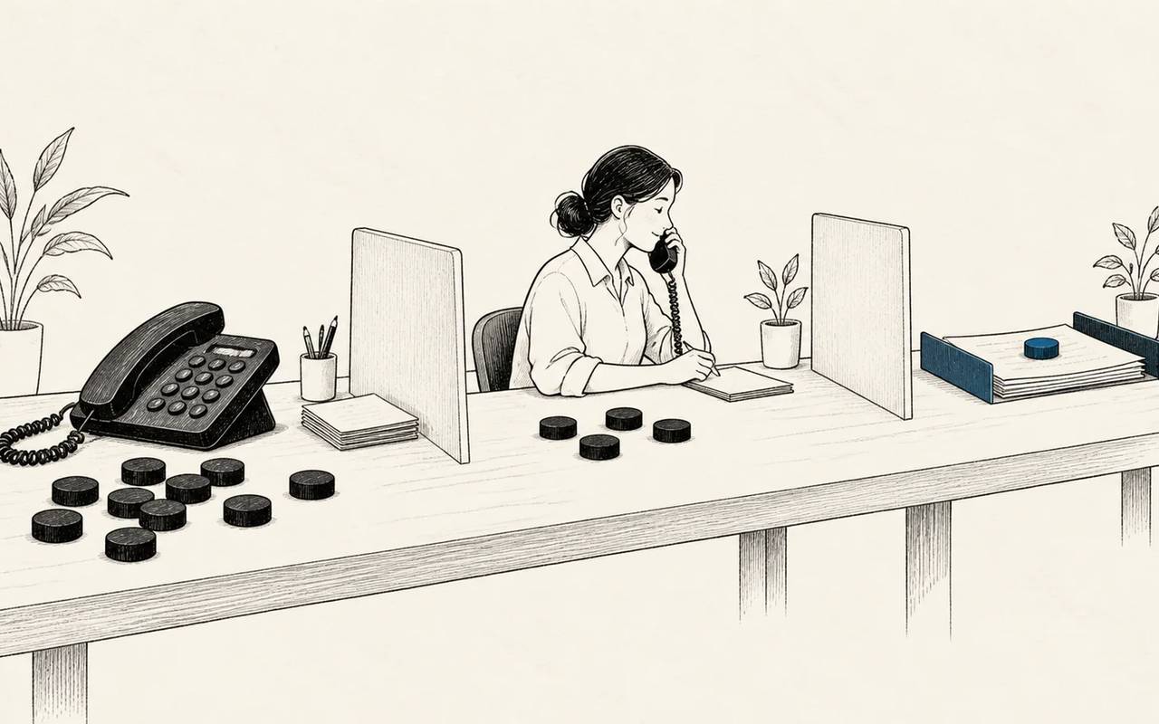 A single blue call token reaches a completed task after several calls stop earlier.