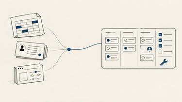 Imperfect data sources flow from a personal prototype into a shared, accountable workflow.