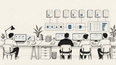 A simple work setup showing the shift from small-team visibility to enterprise AI cost management