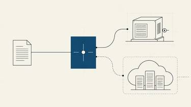 A decision station connects a business workflow to either locally controlled or externally managed AI infrastructure