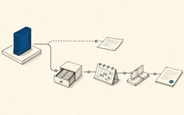 The same AI model produces a loose message on one path and completes a verified delivery workflow with inventory, shipping, human review, and an outcome record on the other.