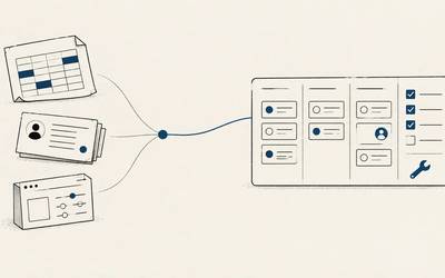 Imperfect data sources flow from a personal prototype into a shared, accountable workflow.