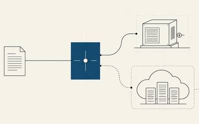 A decision station connects a business workflow to either locally controlled or externally managed AI infrastructure