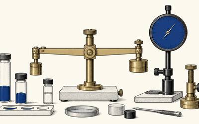 A balance scale and precision gauges represent weighing a small model's operating constraints
