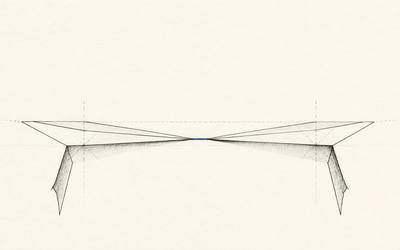 Two broken spans meet at a single narrow point, showing a threshold reduced to zero