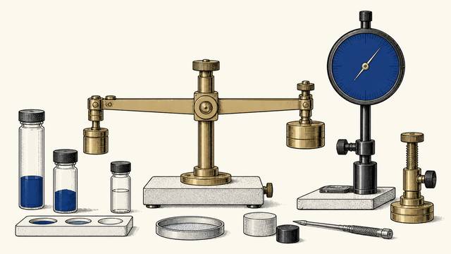 A balance scale and precision gauges represent weighing a small model's operating constraints